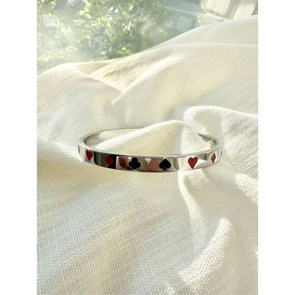 Silver color poker face bangle bracelet - Picture 1 of 5